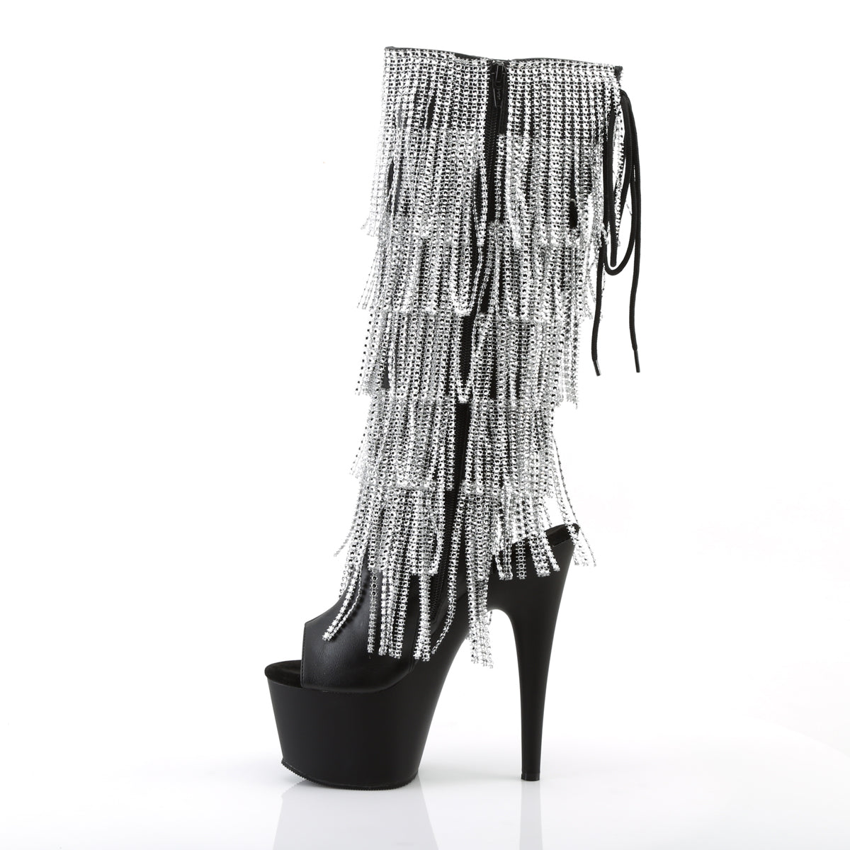 adore 2024rsf pleaser sexy 7 inch heel open toe back fringed knee high boots