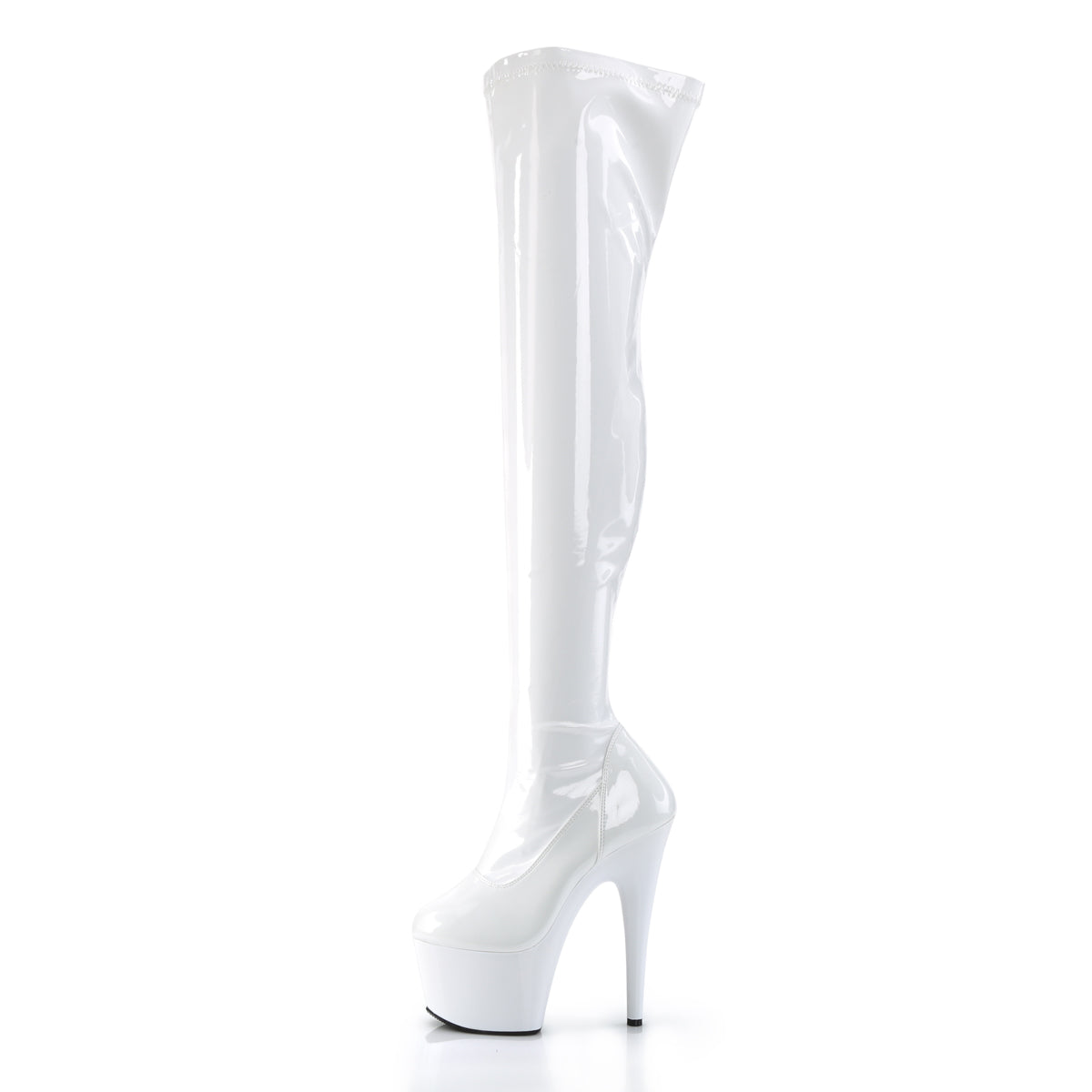 ADORE-3000 7 Inch Heel White Patent Pole Dancing Thigh Highs-Pleaser- Sexy Shoes Pole Dance Heels