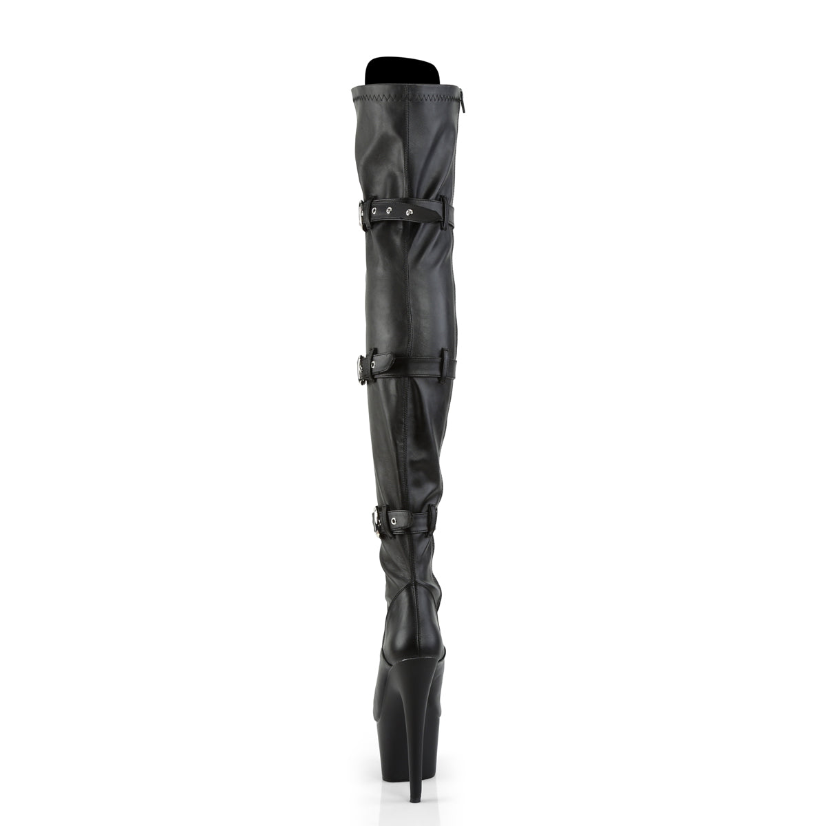 adore 3028 pleaser sexy 7 inch front lace upfetish buckle platforms thigh high length boots black