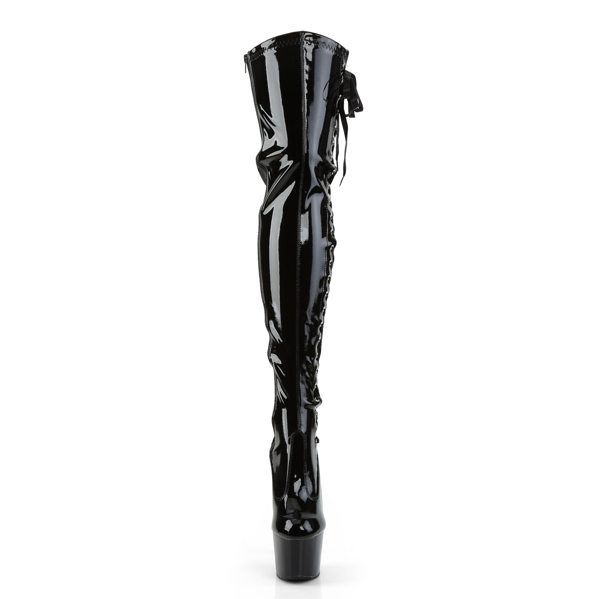 adore 3050 pleaser sexy 7 inch ribbon lace up side fetish platforms thigh high length boots