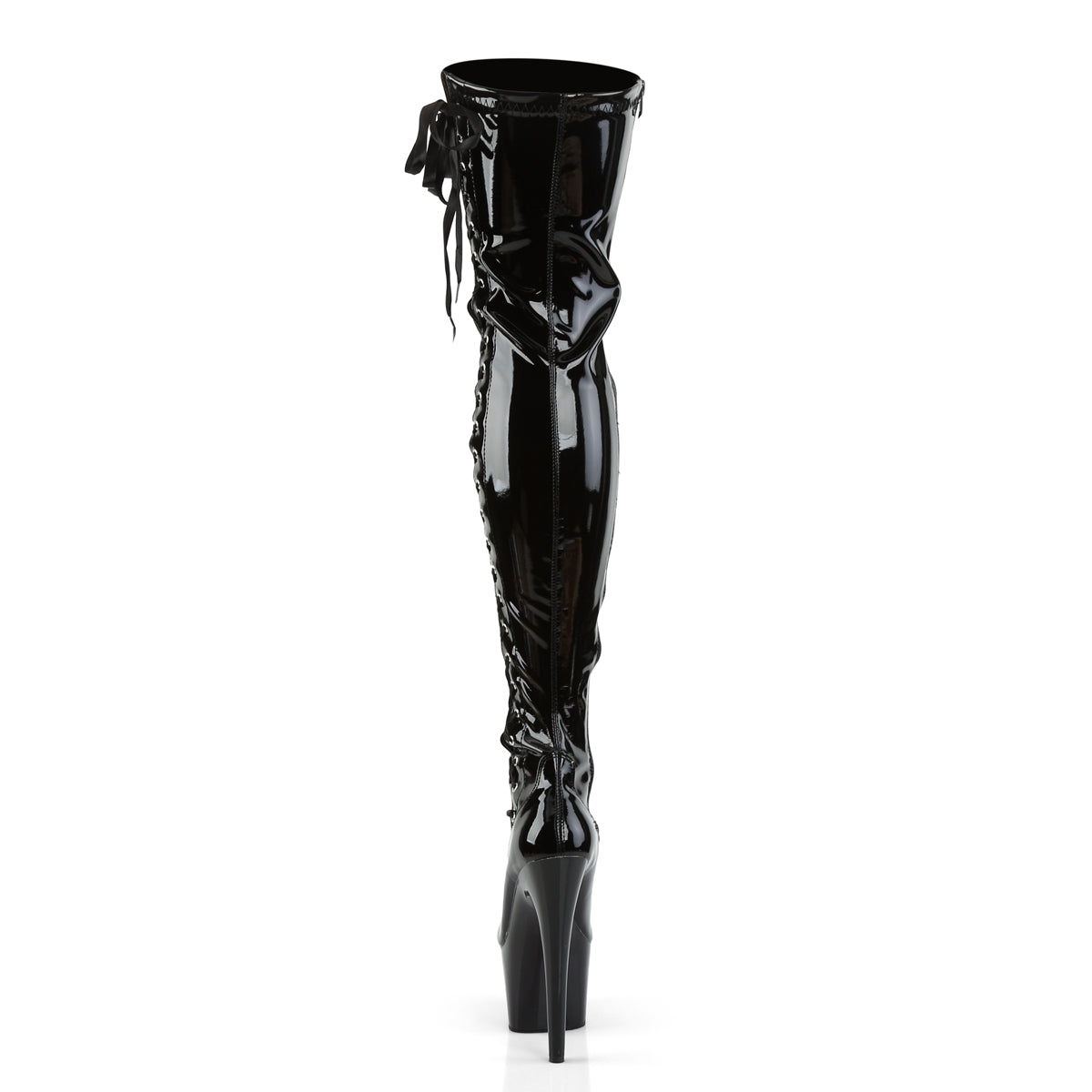 adore 3028 pleaser sexy 7 inch front lace upfetish buckle platforms thigh high length boots
