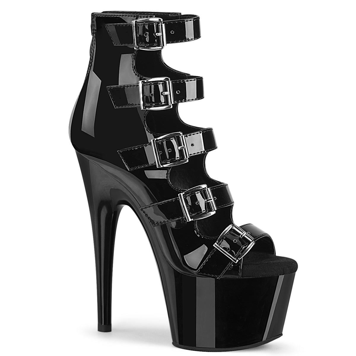 Adora-700-33 Pleaser fetiche de patente negra Hebilla exótica Dancing de tobillo