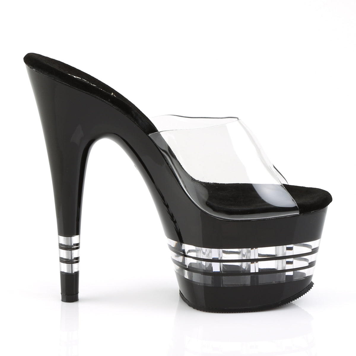 ADORE-701LN 7 Inch Heel Clear and Black Platforms Sexy Shoes-Pleaser- Sexy Shoes Fetish Heels