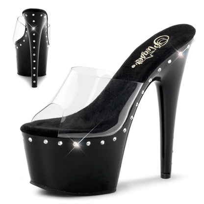 ADORE-701LS Pleaser 7 Inch Heel Black Bling Platforms Sexy Shoes