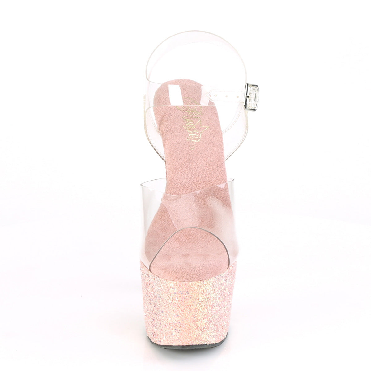 adore 708lg pleaser clear dusty blush glitter platforms exotic dancing