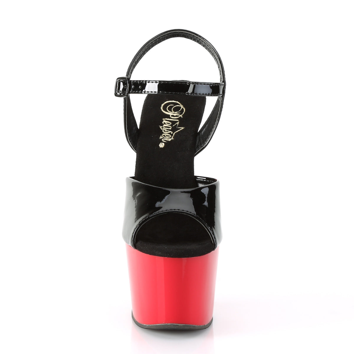 pleaser platforms pole dancing adore 709 black shiny and red