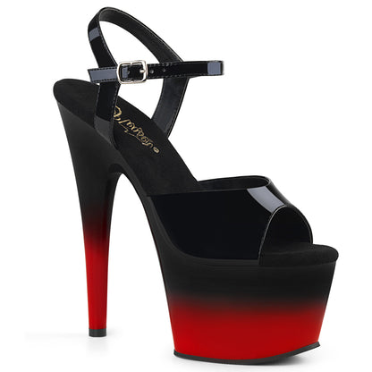ADORE-709BR-H Pleaser 7" Heel Black Red Ombre Patent Stripper Shoes
