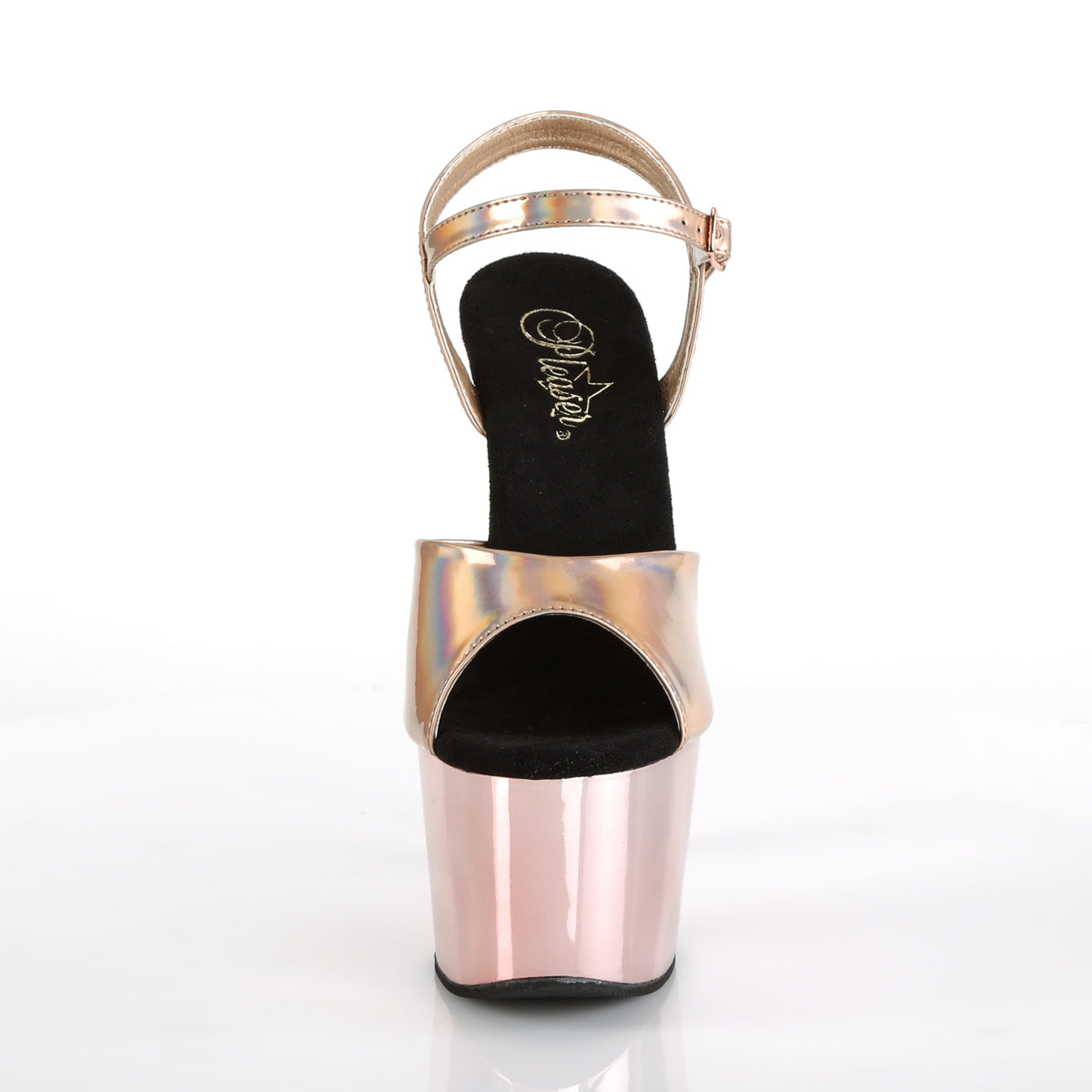 adore 709hgch pleaser sexy shoes 7 inch chrome stiletto heel ankle strap platforms sandals rose gold sandals