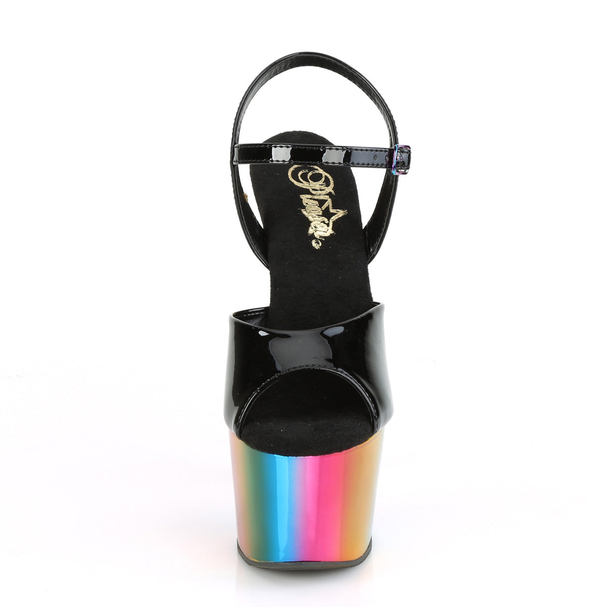 adore 709rc_pleaser_platforms_exotic_dancing_7_inch_ _7_1_2_inch_heel_pleasers_black_patent_rainbow_chrome