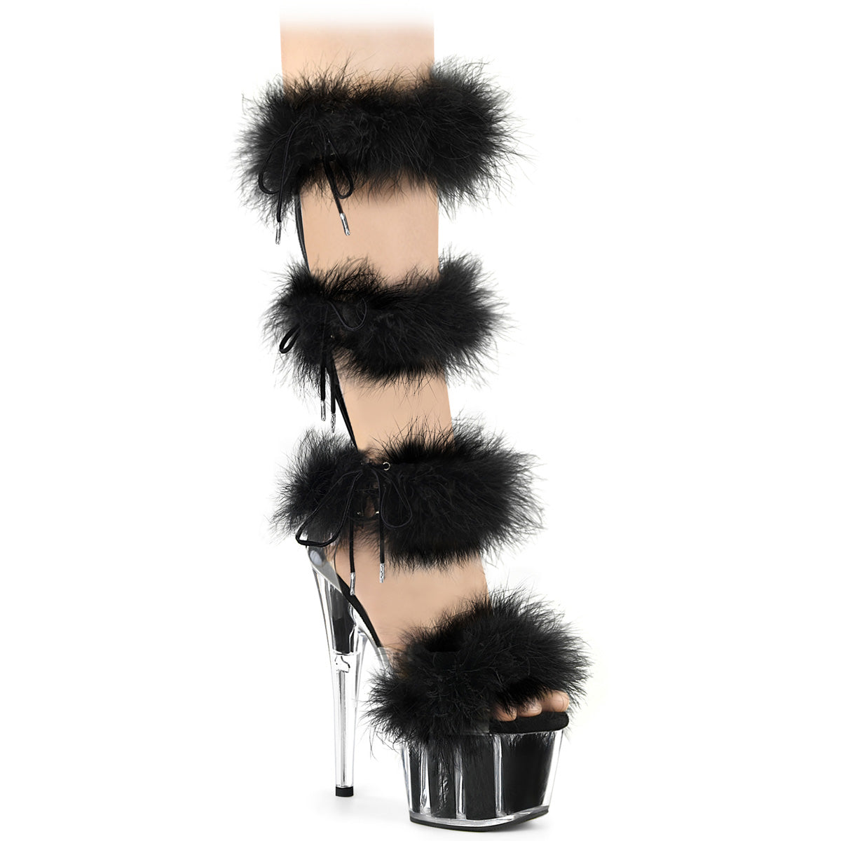 ADORE-728F Pleaser Black Fur Wrap Around Exotic Dancewear Heels