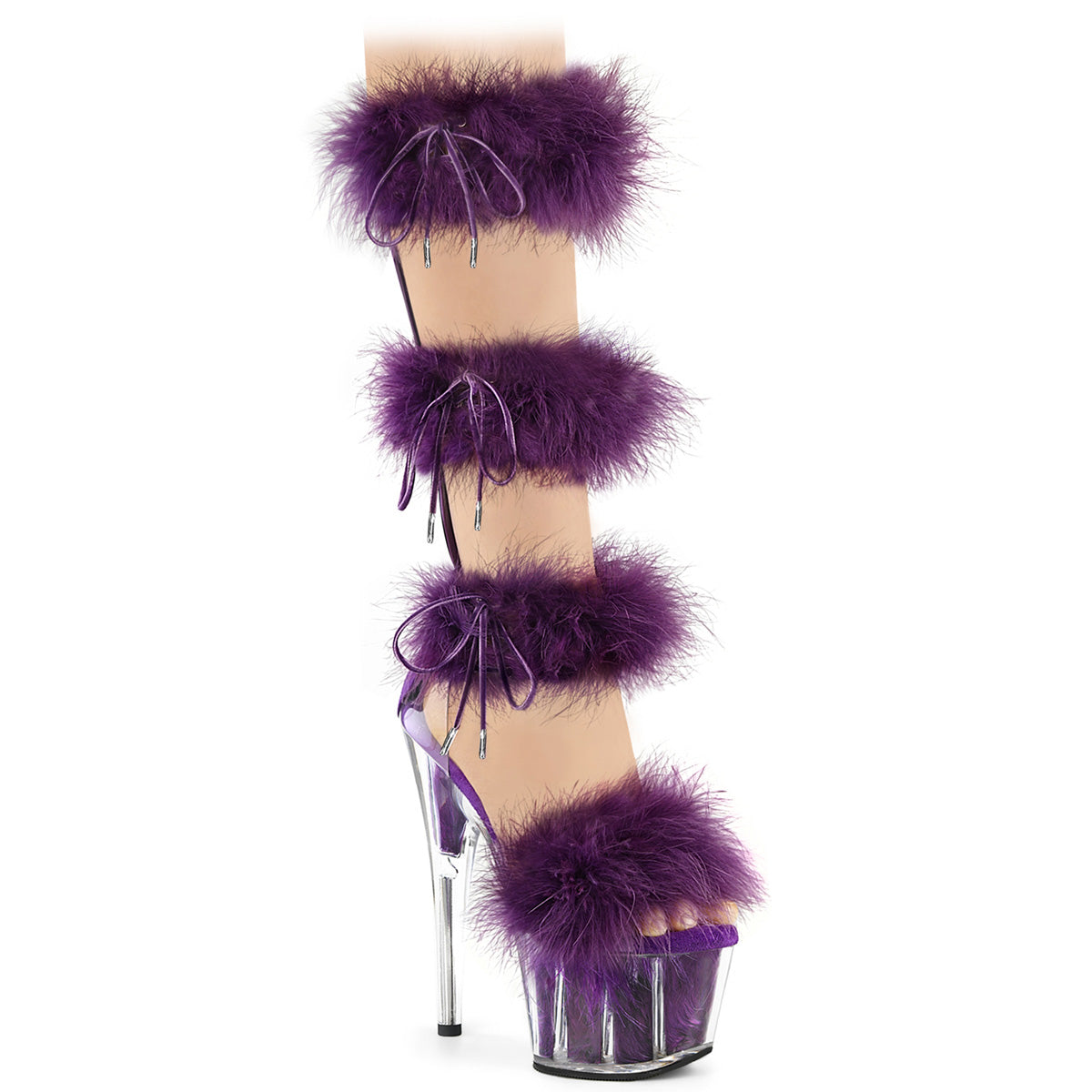 ADORE-728F Pleaser Purple Fur Wrap Pole Dancing High Heels