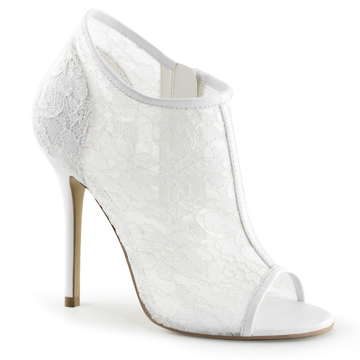 Ivory Lace 5 Inch Bedroom Shoes - Fabulicious AMUSE-56