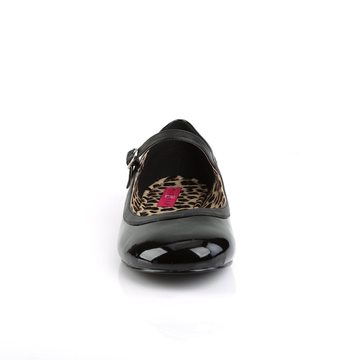 pleaser pink label fetish shoes no platforms anna 02 black shiny faux leather