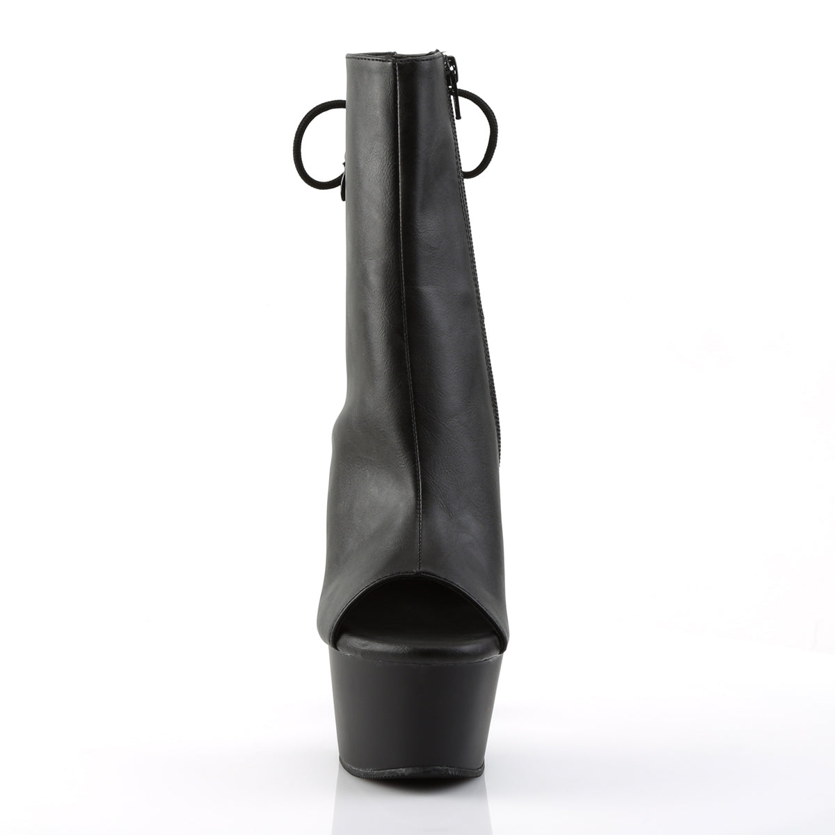 aspire 1018 sexy ankle boots with peep toes black faux leather