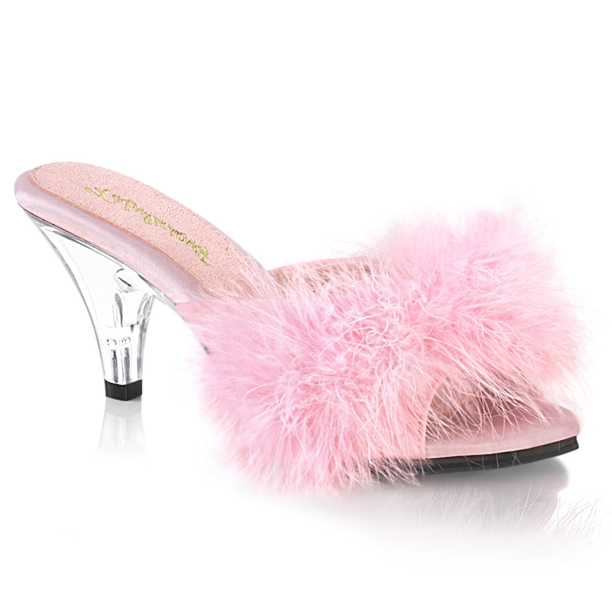 Belle-301f Fabulicioso tacón de 3 pulgadas Baby Pink Marabou sexy zapatos