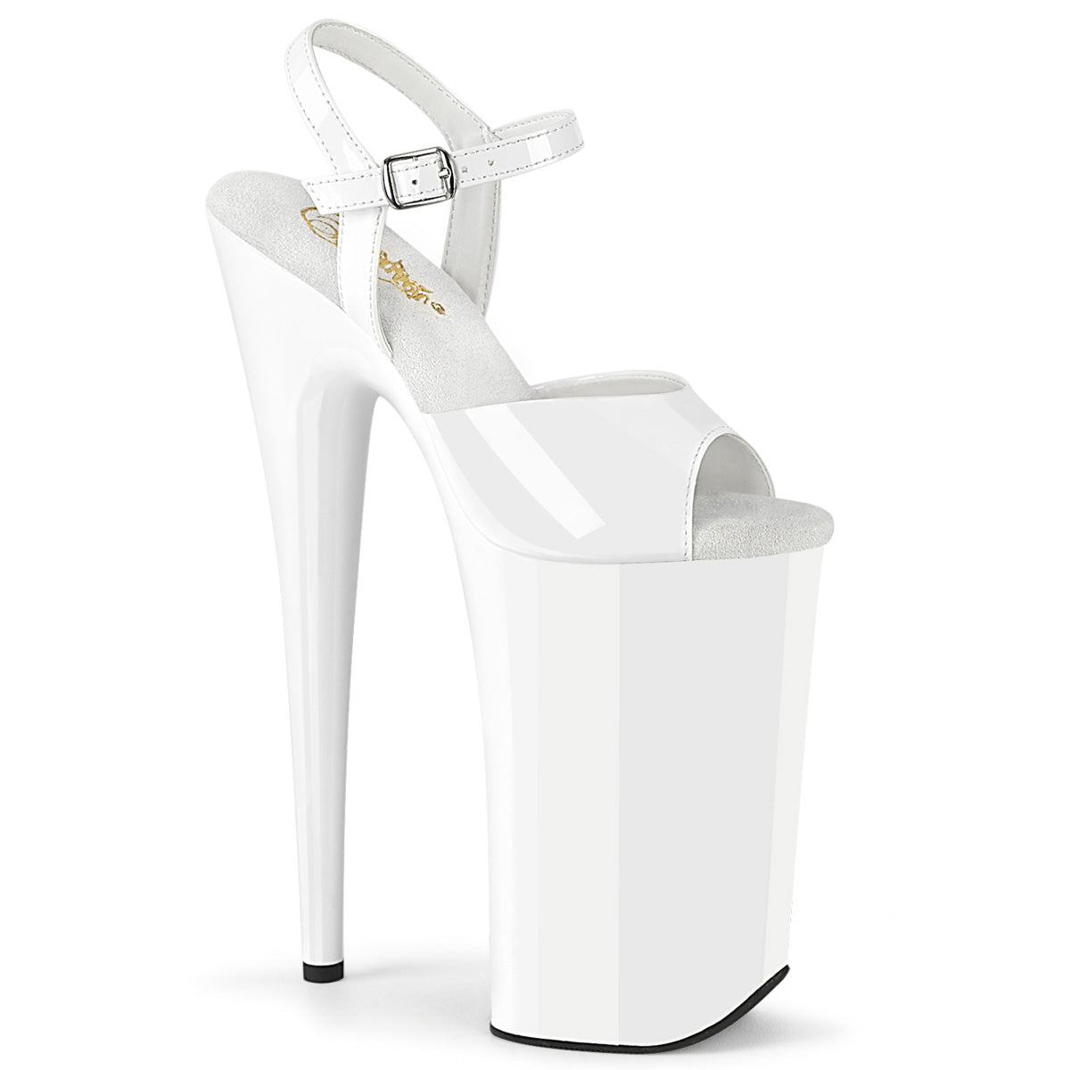 BEYOND-009 Pleaser Wht Pat/Wht Platforms (Exotic Dancing) Pole Shoes