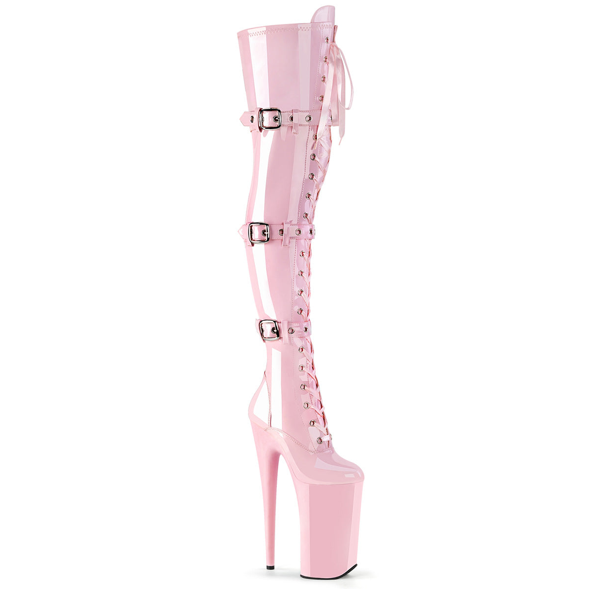 Baby Pink 10 Inch Fierce Thigh Boots - Pleaser BEYOND-3028