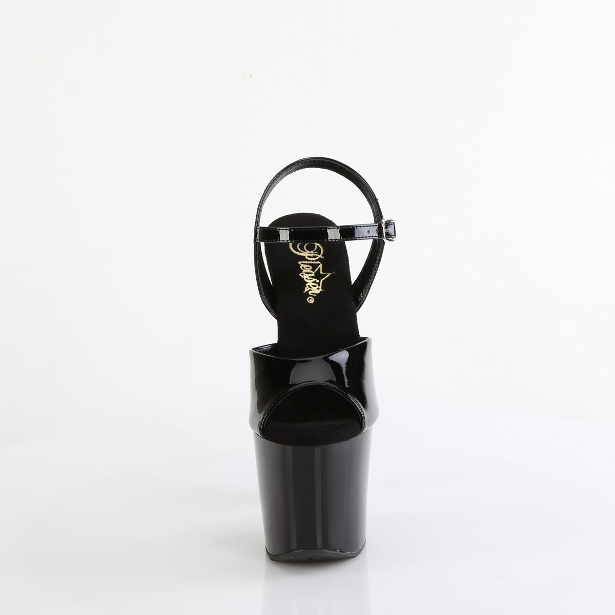 bliss 709 pleaser sexy footwear blk pat blk slv chrome