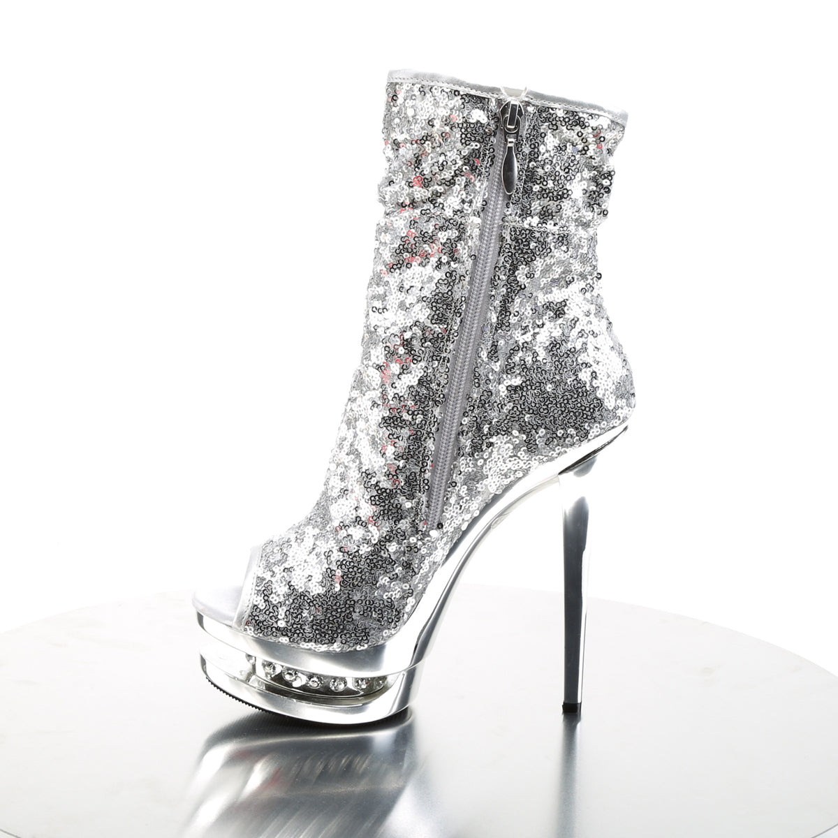 BLONDIE-R-1008 Sexy 6" Silver Sequins Pole Dancer Platforms-Pleaser- Sexy Shoes Pole Dance Heels