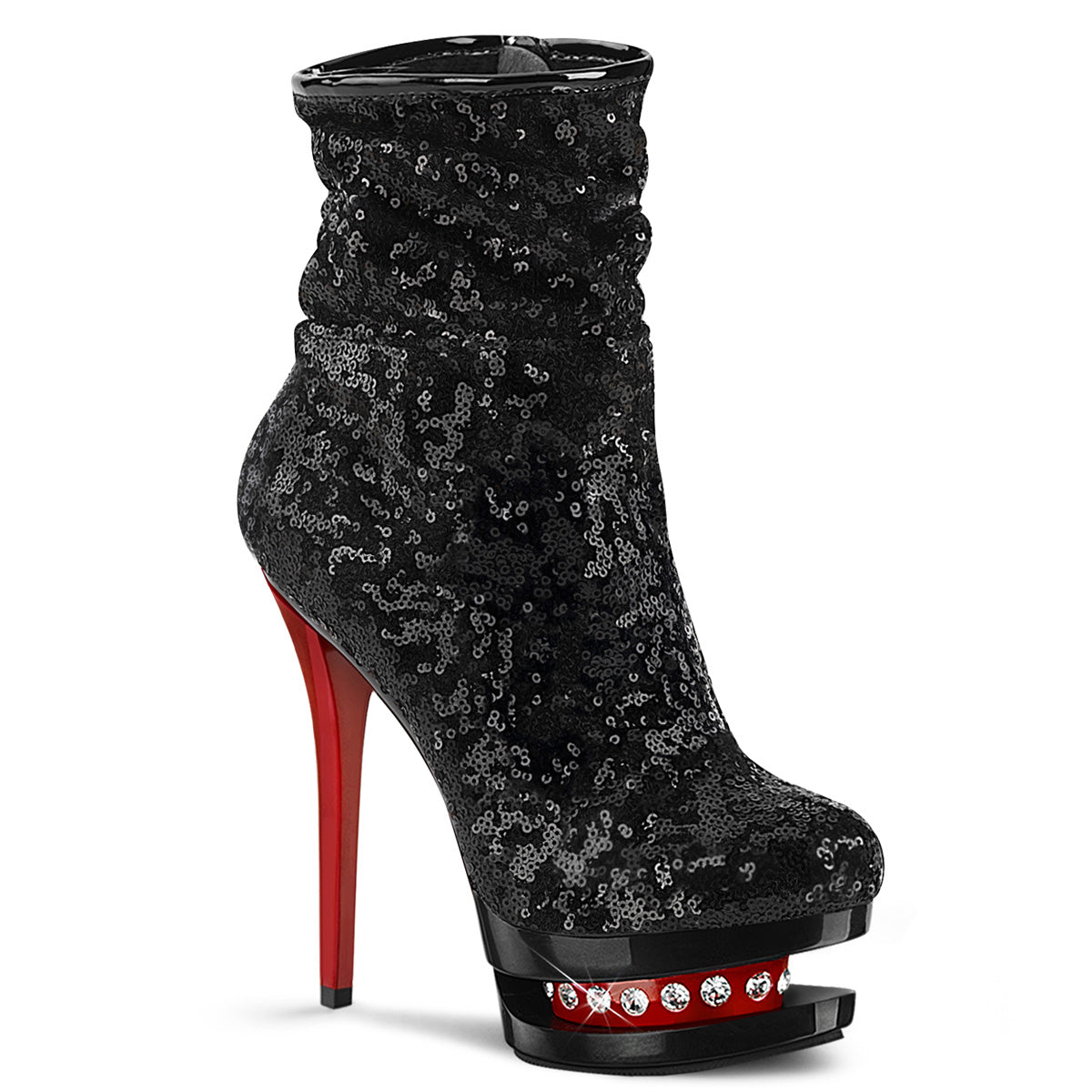Black Sequins 6 Inch Pole Dance Ankle Boots - Pleaser BLONDIE-R-1009