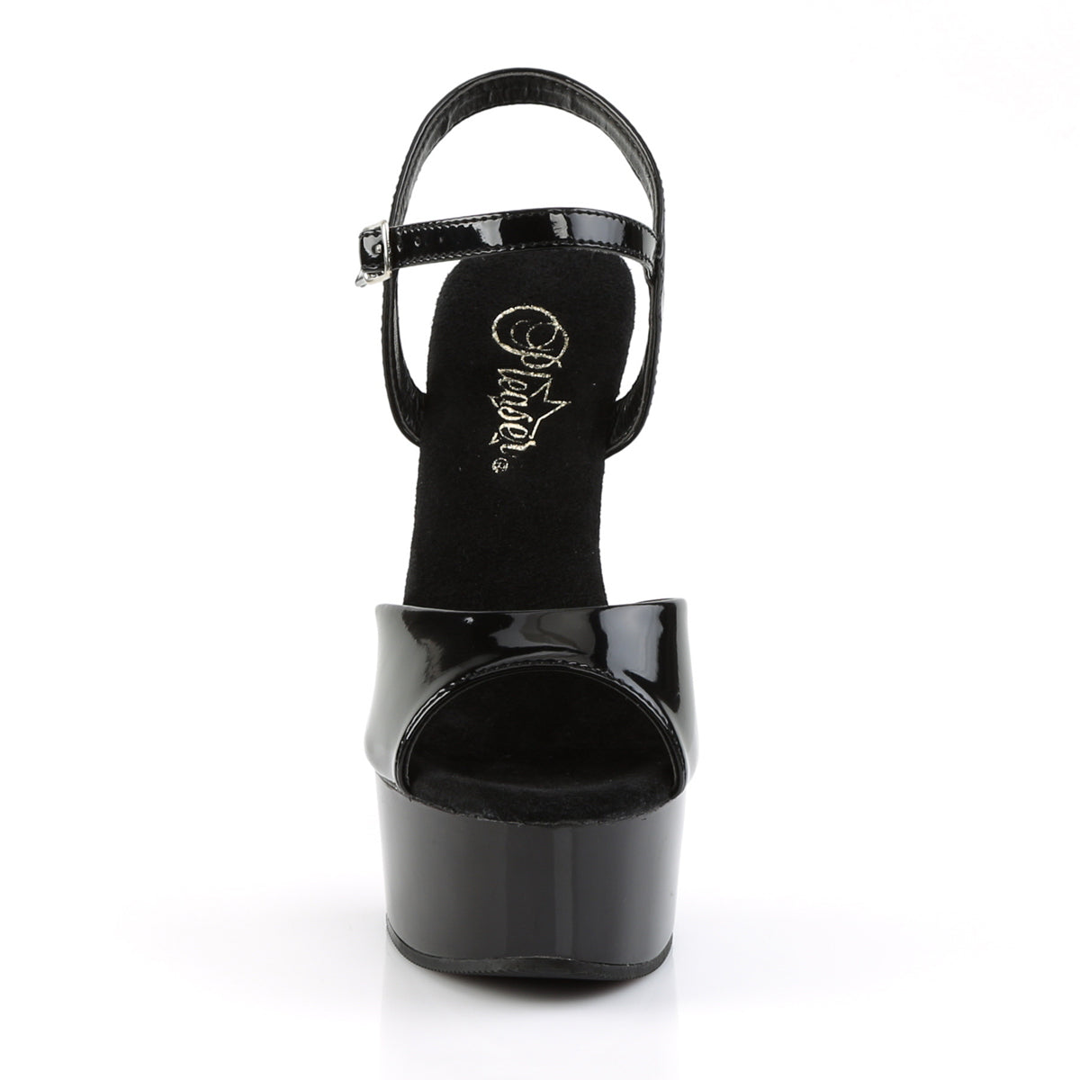 captiva 609 pleaser sexy shoes 6 inch ankle strap platforms sandals with rhinestone on heel black shiny