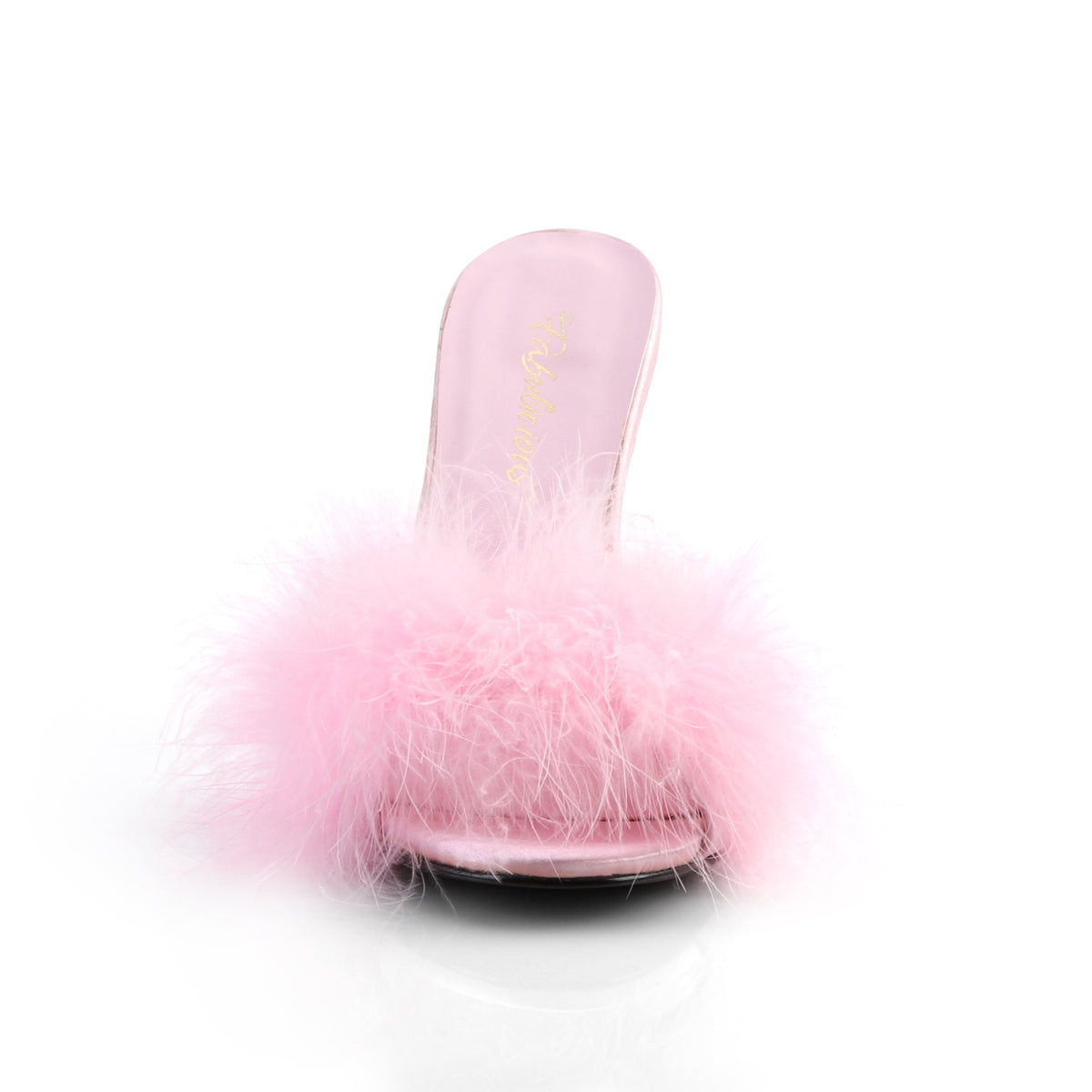 classique 01f sexy shoes peep toe slip on marabou trim stiletto heel baby pink heels