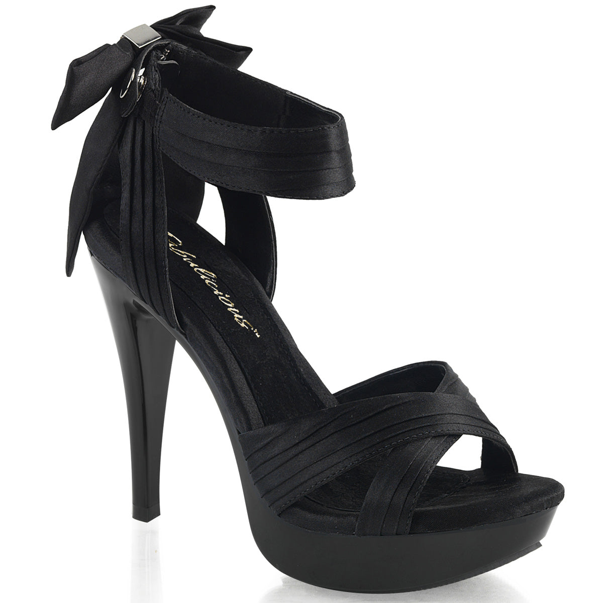 Black Satin 5 Inch Fetish Shoes - Fabulicious COCKTAIL-568