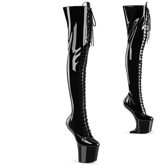 CRAZE-3023 Pleaser Black Patent Thigh High Boots Sexy Footwear
