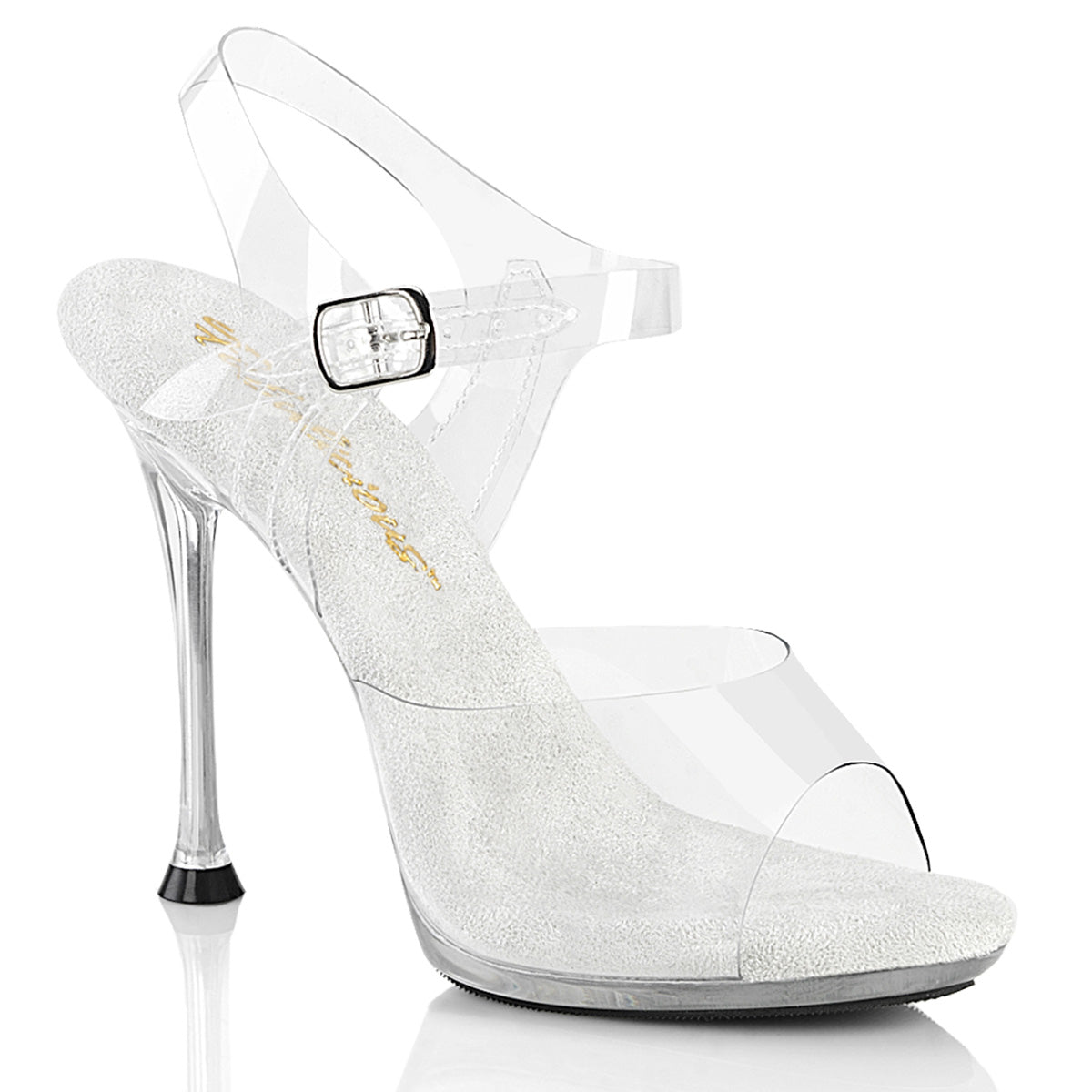 CUPID-408 Fabulicious Sexy Clear Perspex Ankle Strap Footwear