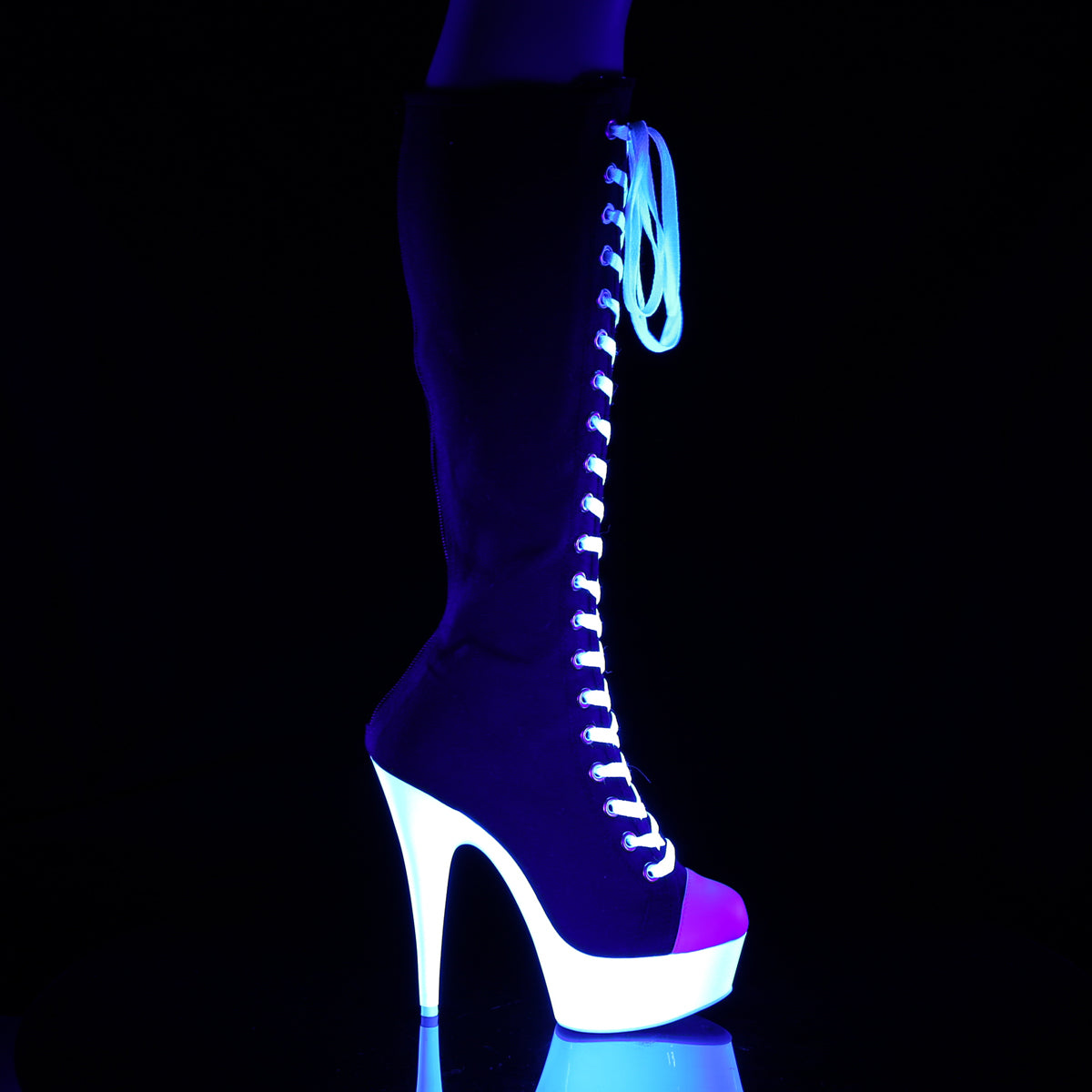 delight-2000sk-02-pleaser-platforms-exotic-dancing-sexy-black-canvas-white-faux-leather-neon-white-fetish-footwear