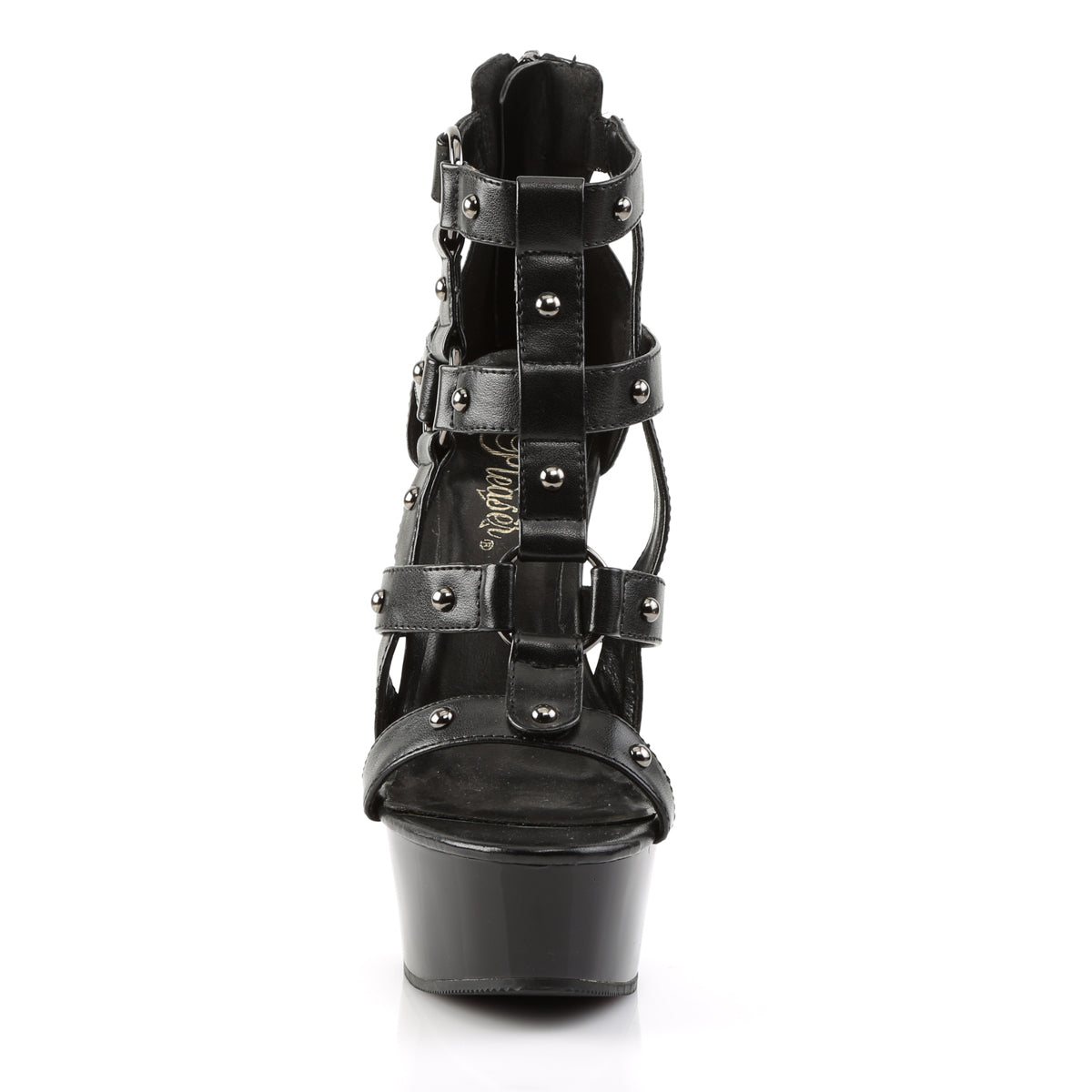 delight 682 pleaser sexy shoes 6 inch heel 1 3 4 inch platforms cage sandals with metail studs detail