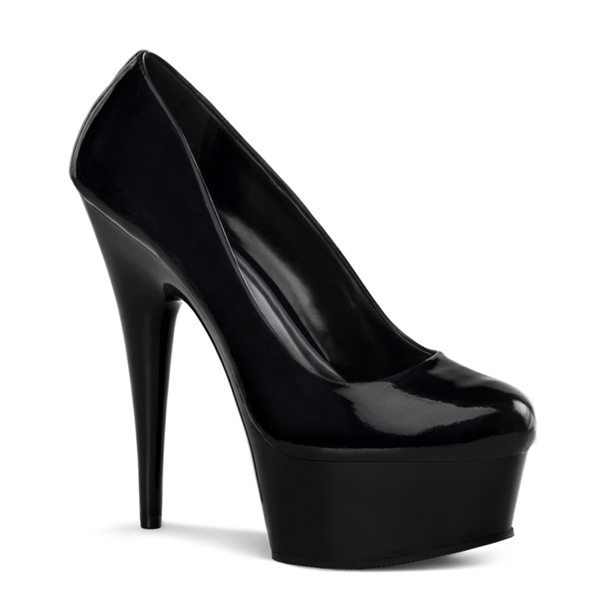 DELIGHT-685 6" Heel Black Patent  Stripper Platforms High Heels