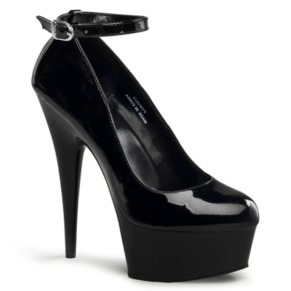 DELIGHT-686 6" Heel Black Patent  Stripper Platforms High Heels