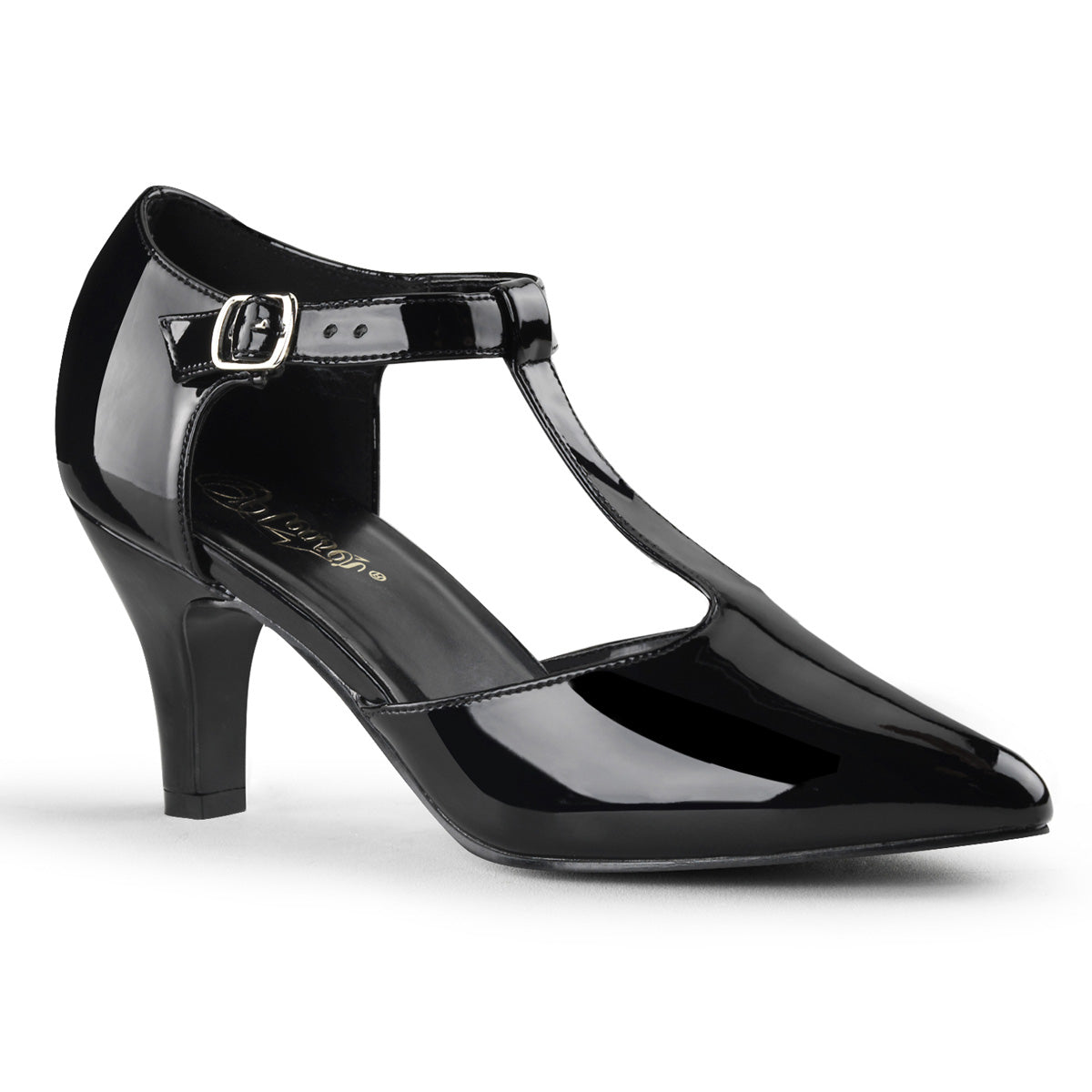 DIVINE-415 Large Size Ladies Shoes 3" Heel Black Patent Fetish Footwear
