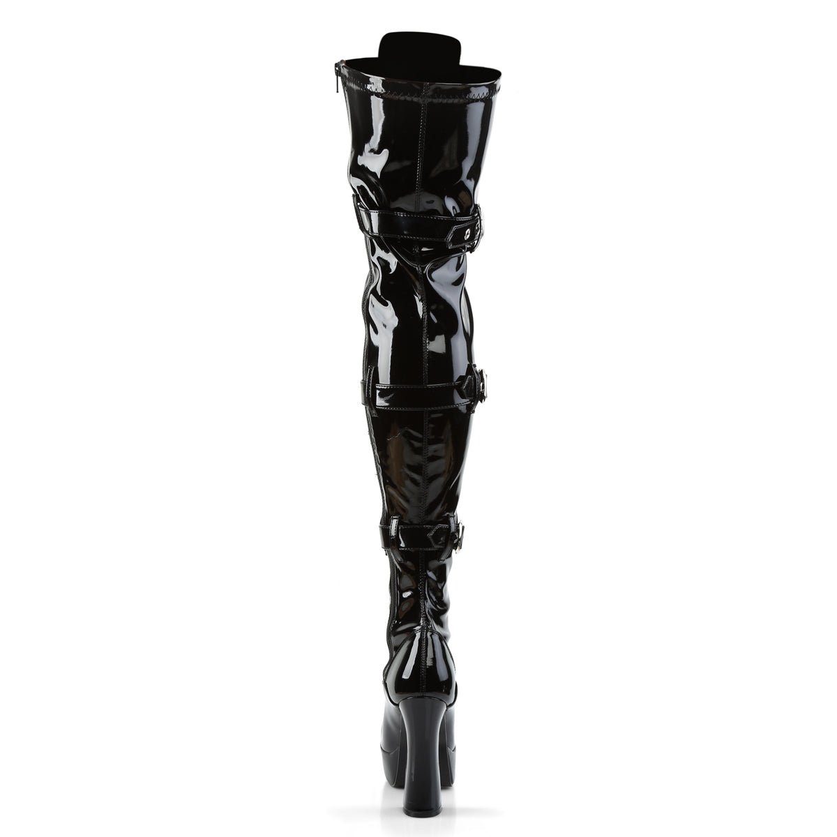 electra 3000z pleaser sexy shoes 5 inch stack heel black faux leather platforms thigh high length boots high boots