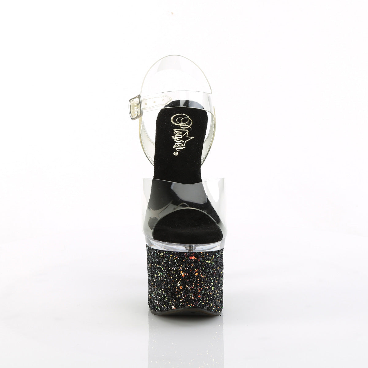esteem 708lg pleaser clear clr black multi glitter shoes
