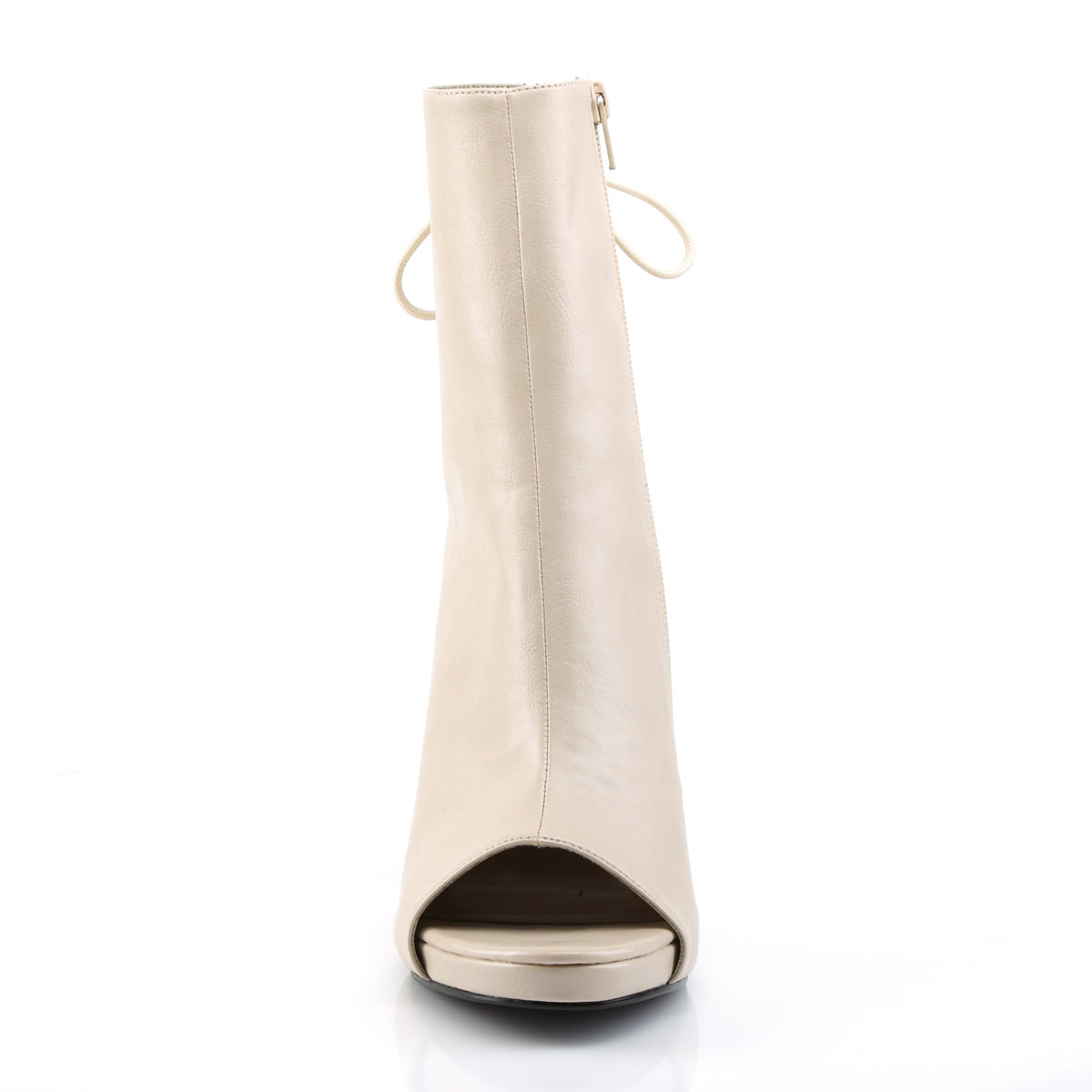 eve 102 pleaser sexy shoes 5 inch heel stiletto heel peep toe lace up back ankle boot cream