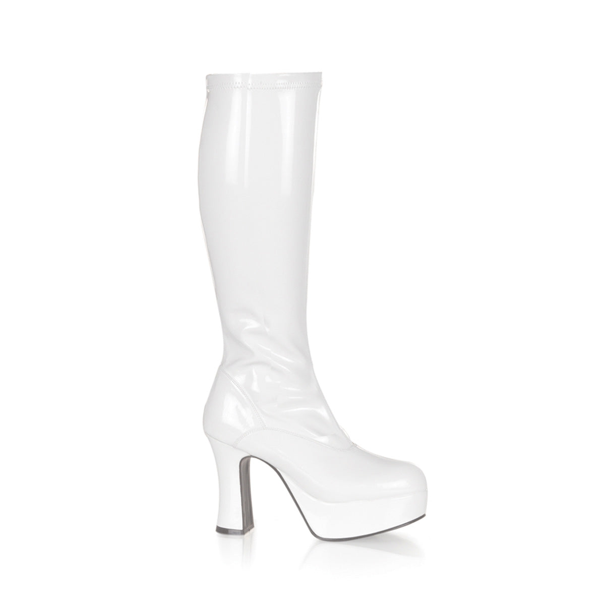 Exotica-2000 Pleasers Funtasma Talón de 4 pulgadas Botas de patente blanca para mujeres