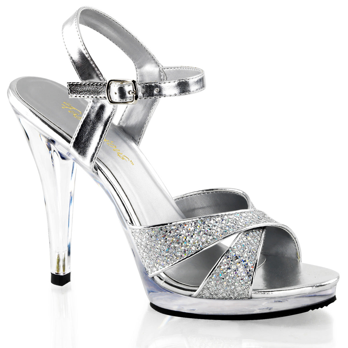 Silver Glitter 4.5 Inch Fetish Shoes - Fabulicious FLAIR-419(G)