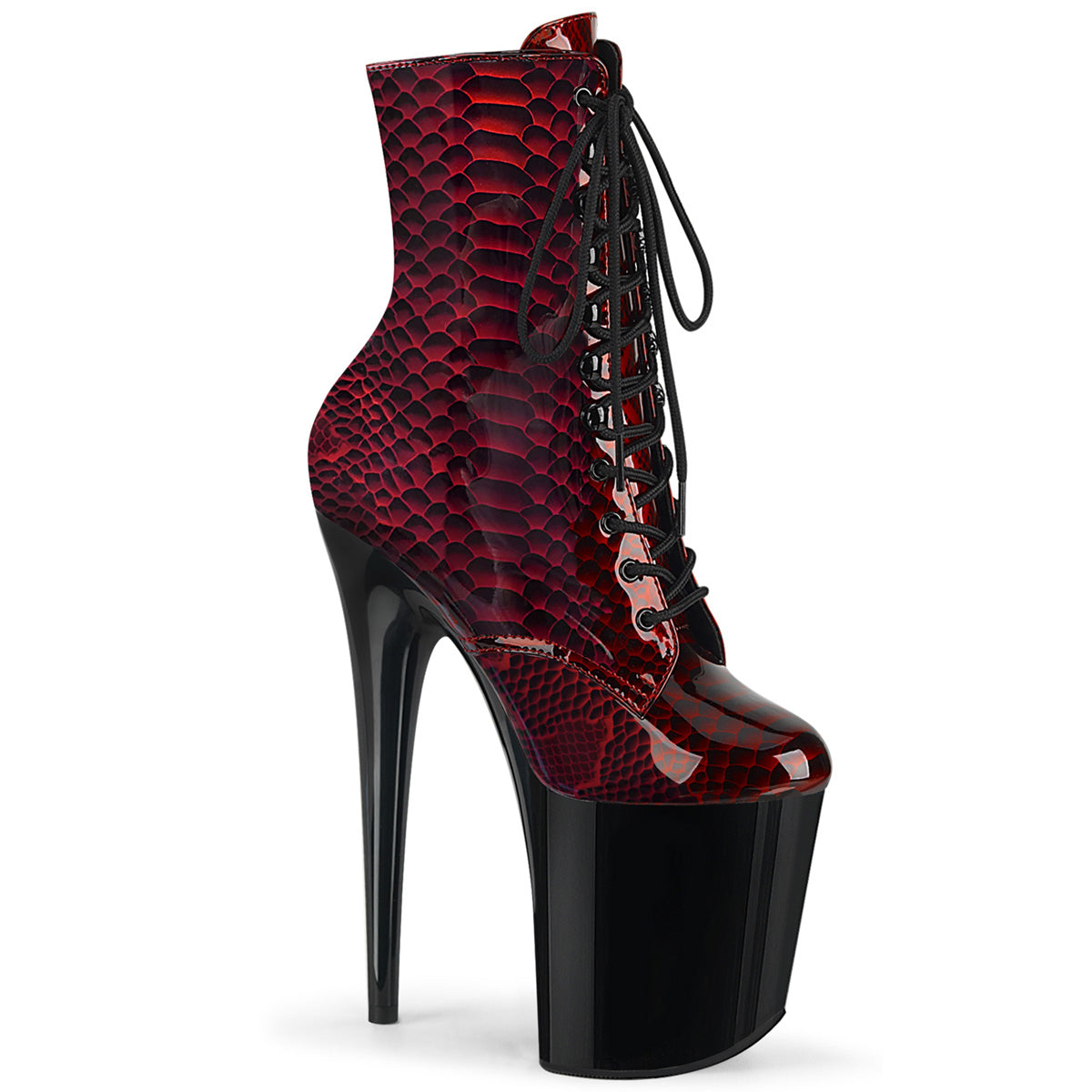 Red 8 Inch Statement High Ankle Boots - Pleaser FLAMINGO-1020SP