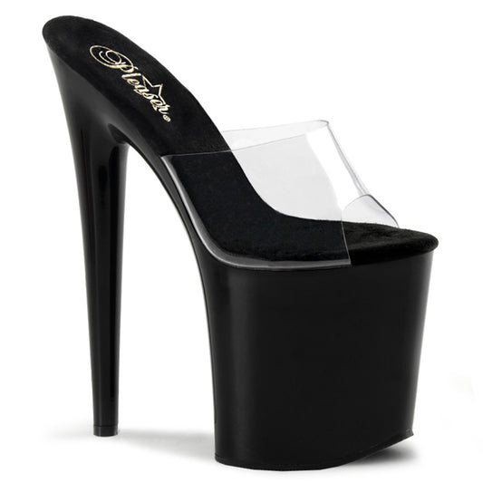 FLAMINGO-801 8" Heel Clear and Black Pole Dancing Platforms-Pleaser- Sexy Shoes