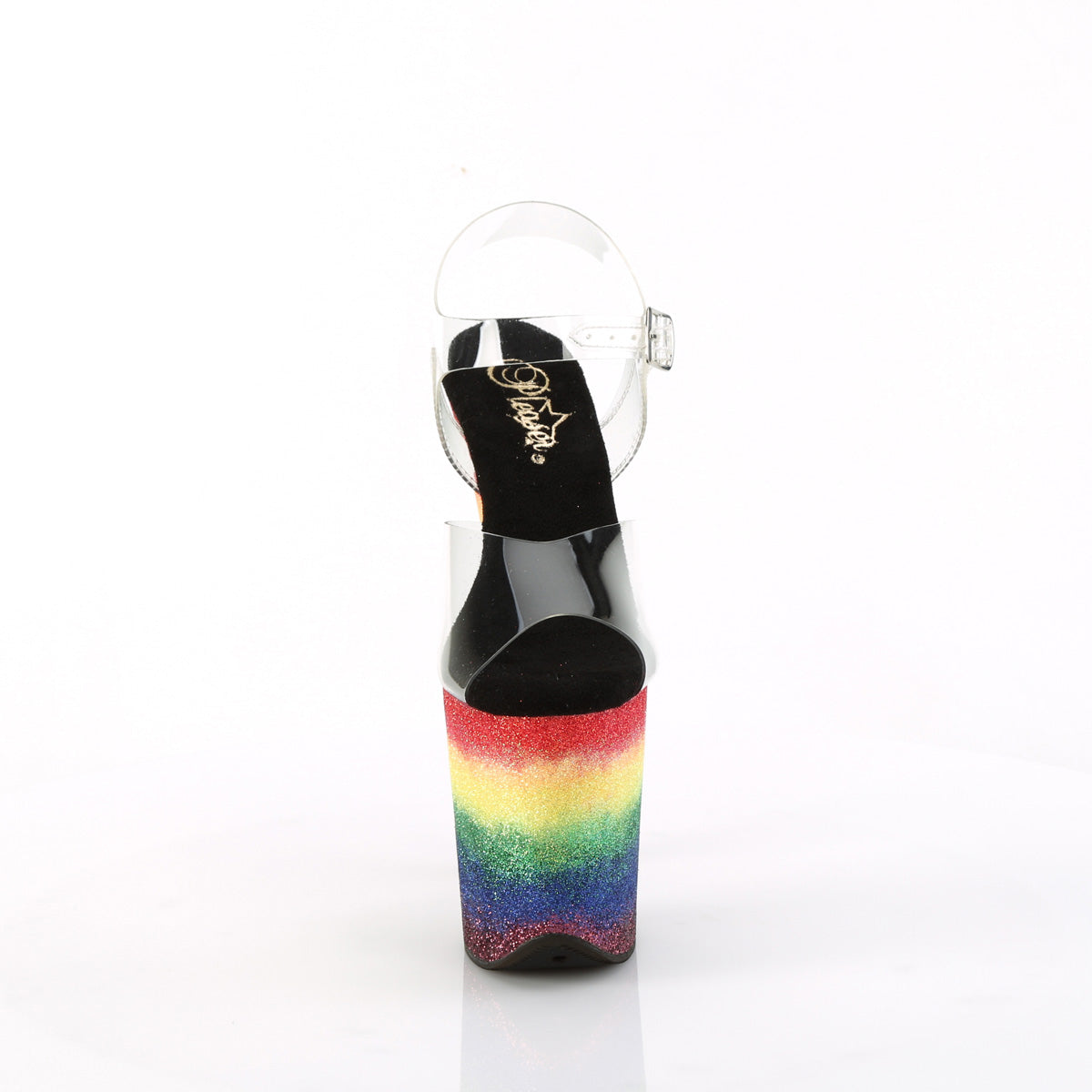 flamingo 808rg 04 pleaser clear rainbow glitter shoes