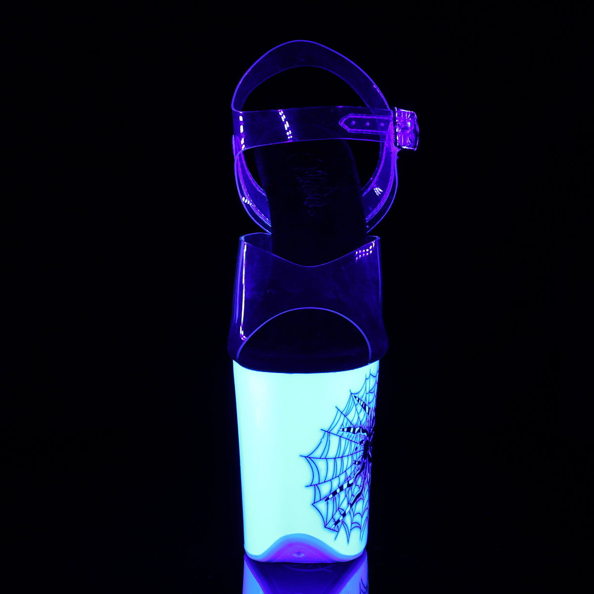 flamingo 808sw pleaser sexy 8 inch heel ankle strap neon uv spider shoes featuring bling upper