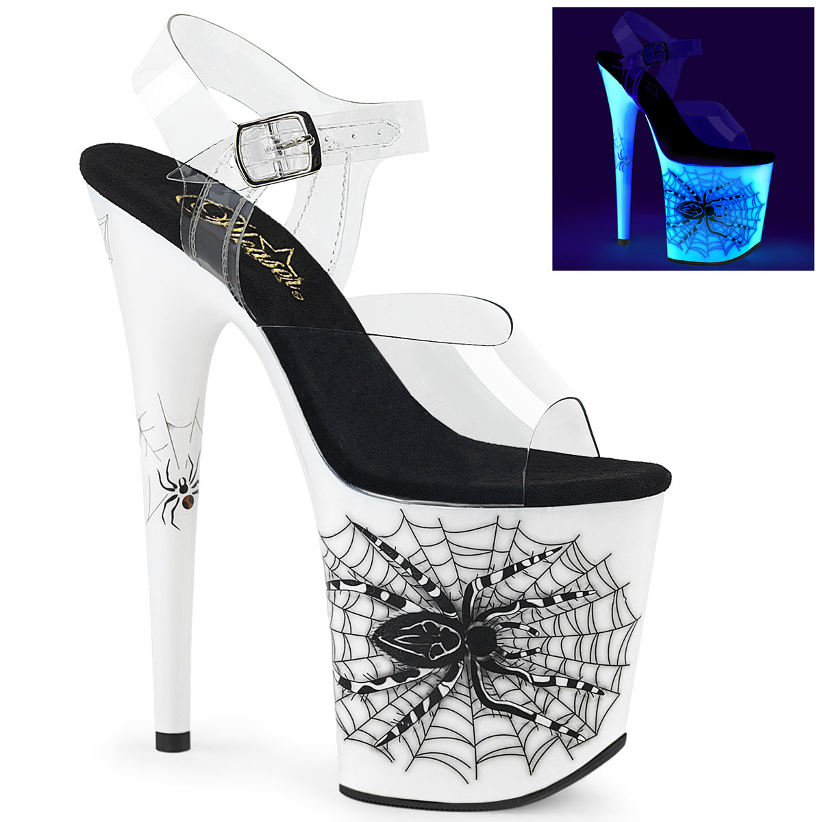 Neon White 8 Inch Exotic Dancing Pole Heels - Pleaser FLAMINGO-808SW