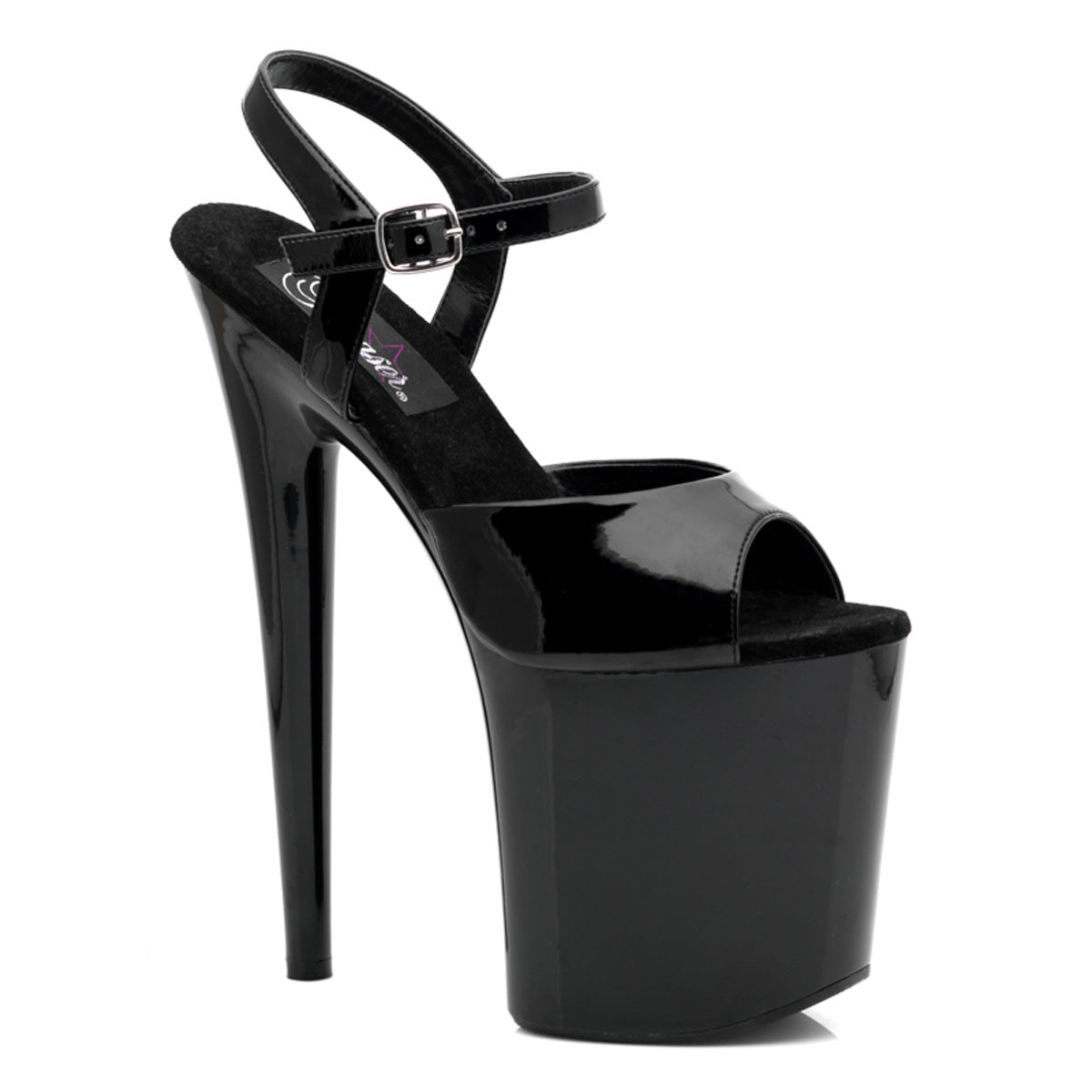 FLAMINGO-809 8 Inch Heel Black Patent Fetish Shoes