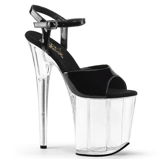 FLAMINGO-809 8" Heel Black and Clear Stripper Platforms High Heels