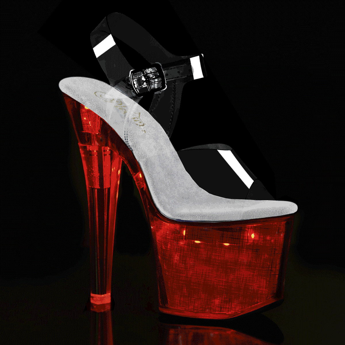 FLASHDANCE-708CH 7" Heel Clear Silver Hologram Sexy Light Up Shoes