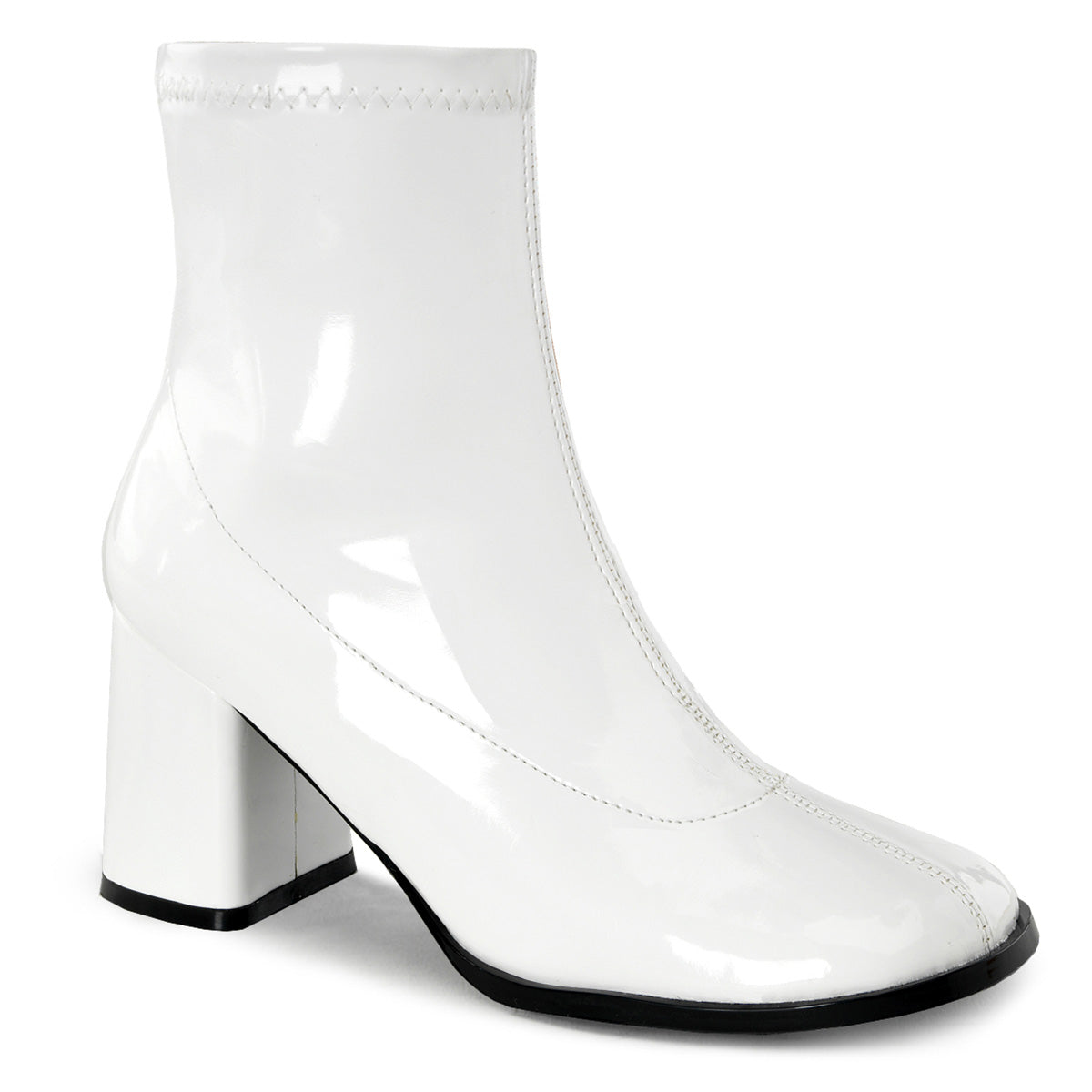 White 3 Inch Retro 70s Boots - Funtasma GOGO-150