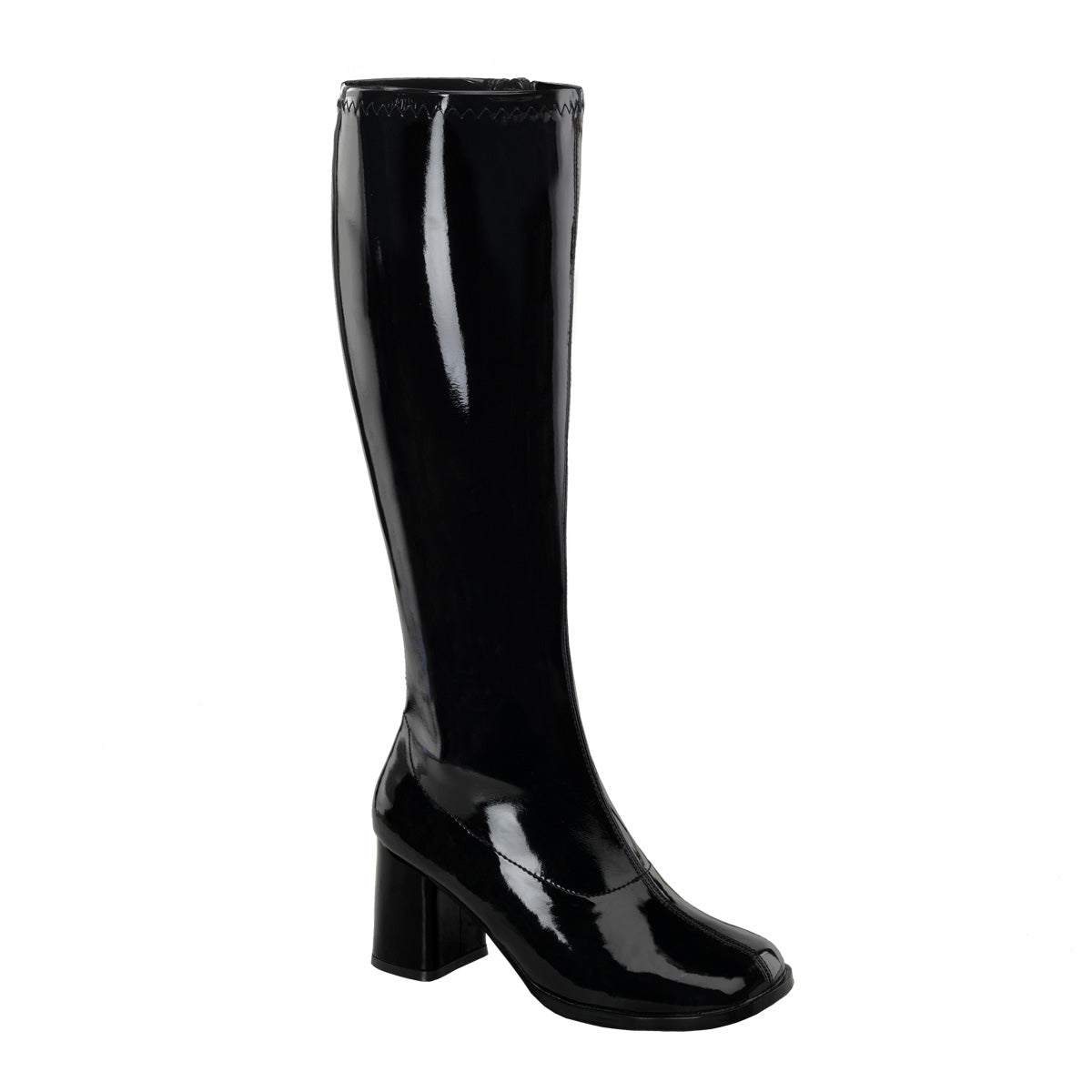 Black Patent 3 Inch Wide Disco Boots - Funtasma GOGO-300WC