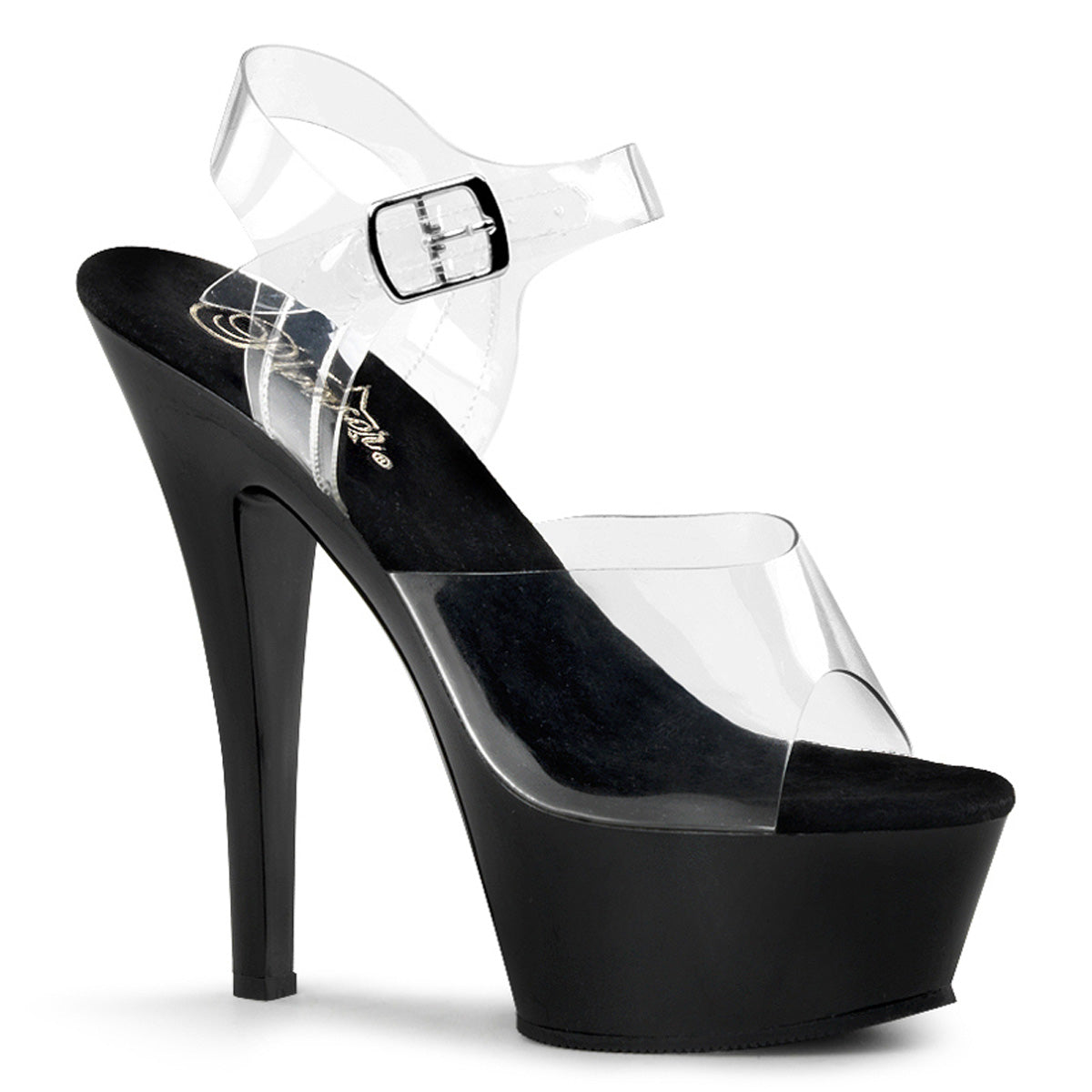Clear Black 6 Inch Pole Dance Platform Shoes - Pleaser KISS-208